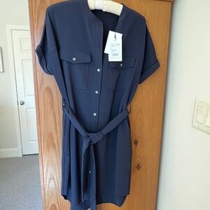 Theory Belted Cargo Dress, Spring Navy, Size Small - NWT